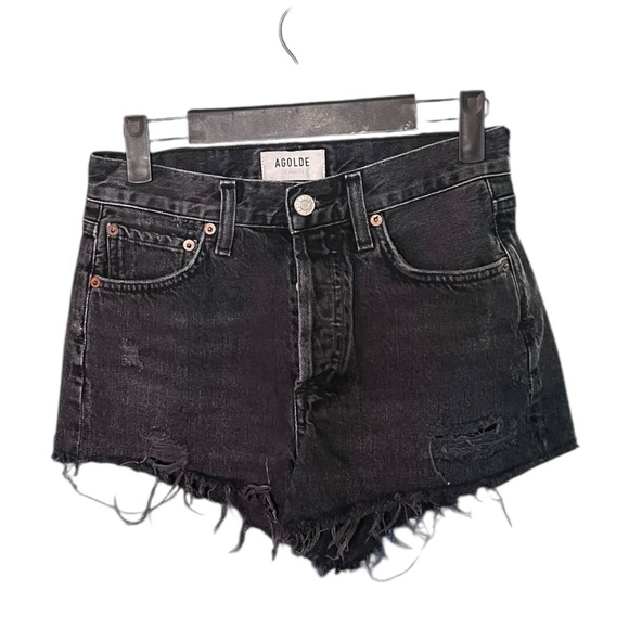 AGOLDE Parker Denim Cut Off Shorts - Picture 2 of 5